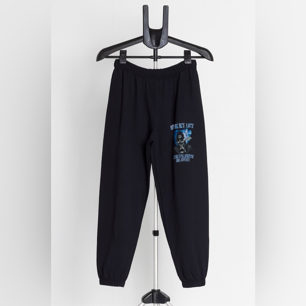 Boys Lie Black Joggers with Blue Graphic